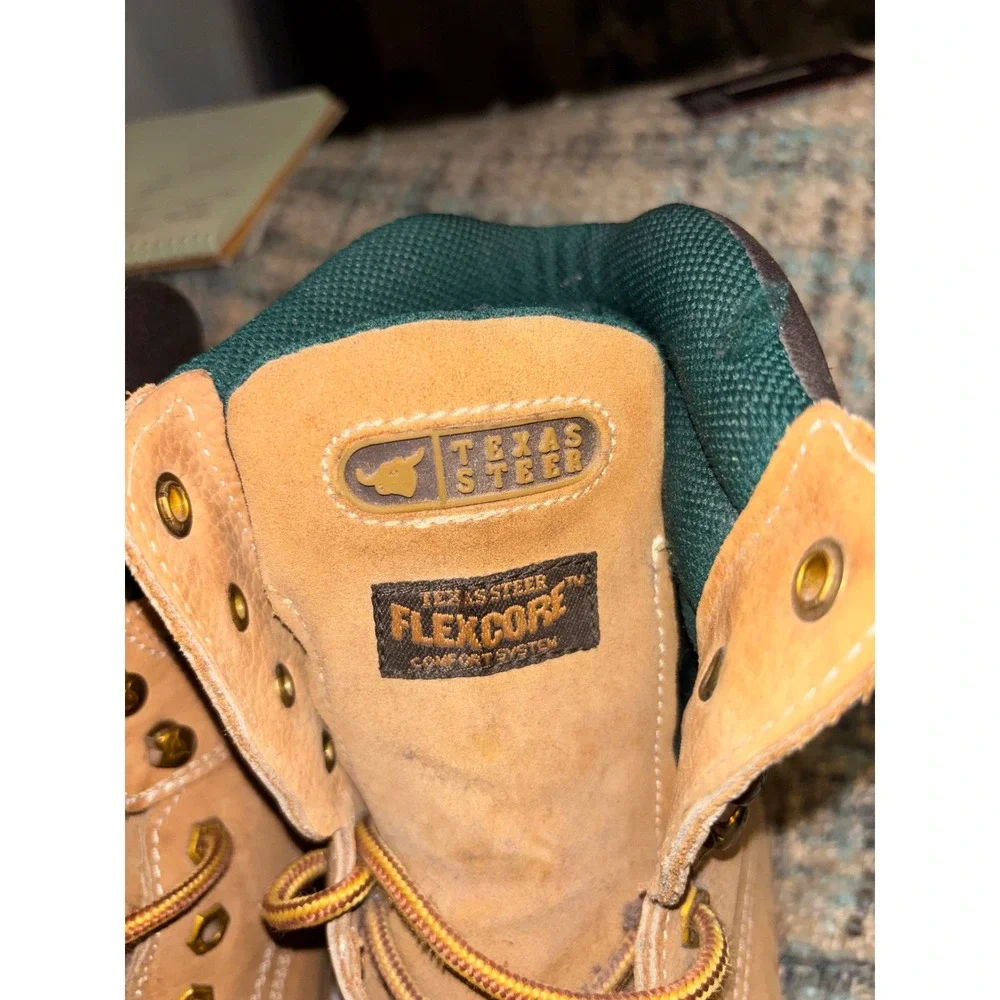 Texas Steer Flexcore Mens 7E Tan Leather Work Boots Lug Sole 2285/1000 Wheat